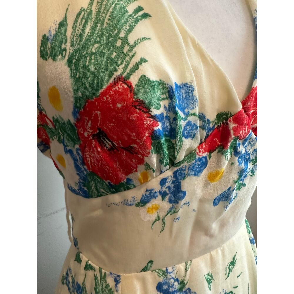 Vintage 70s Arjon California Prairie Boho Halter Maxi Dress Pastel Yellow 13 - Picture 2 of 15